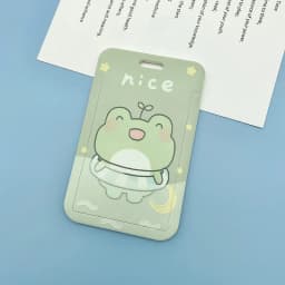 Green Cartoon Rainbow Frog Card Holder Campus Student Badge Work Access Card ABS Plastic Anti-lost telescopic lanyard Card Cover