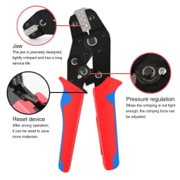 SN58B Dupont Molex JST TE Terminals & EPC PCIE SATA Pins Crimping Plier 0.25-1.5MM2 Automatic Ratcheting Crimper Tool