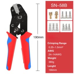 SN58B Dupont Molex JST TE Terminals & EPC PCIE SATA Pins Crimping Plier 0.25-1.5MM2 Automatic Ratcheting Crimper Tool