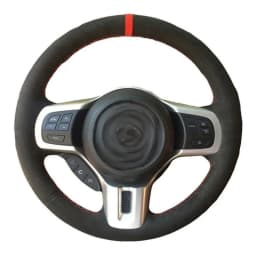 Car Steering Wheel Cover Hand-Stitched Black Genuine Leather Suede For Mitsubishi Lancer 10 EVO Evolution Car Accessories