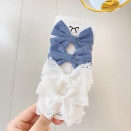 4Pcs/Set Floral Hair Clip Set Girl Cute Bow Flower Lace Trimming Headwear Cartoon Hair Clips Hairpin Headdress Hair Accessories