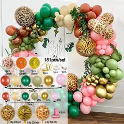 Jungle Safari Birthday Party Balloon Garland Kit Wedding Baby Shower Wild One Kid Birthday Party Balloon Background Decorations