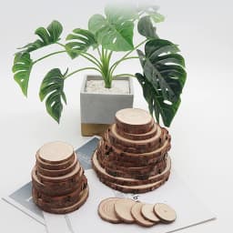 3-12cm Circles With Tree Bark Log Discs Thick Natural Pine Round Unfinished Wood Slices DIY Crafts Rustic Wedding Party Paintin