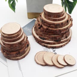 3-12cm Circles With Tree Bark Log Discs Thick Natural Pine Round Unfinished Wood Slices DIY Crafts Rustic Wedding Party Paintin