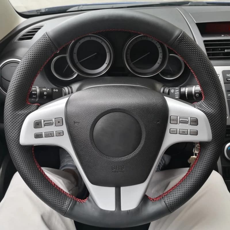 Anti-Slip Black Leather Car Steering Wheel Braid Cover For Mazda 6 Atenza 2009 2010 2011 2012 2013 Auto Interior Accessories