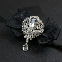 Men's Wedding Rhinestone Bow Tie Brooch Korean British Business Formal Wear Shirt Collar Flowers Brooch Pocket Towel 3pcs Sets
