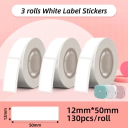 White Label Tape for Phomemo Q30 Printer Paper 3 Rolls Label Sticker Paper Roll for Phomemo Labeller Q30 D30 Label Printer