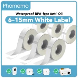 White Label Tape for Phomemo Q30 Printer Paper 3 rolls Label Sticker Paper Roll for Phomemo Labeller Q30 D30 Label Printer