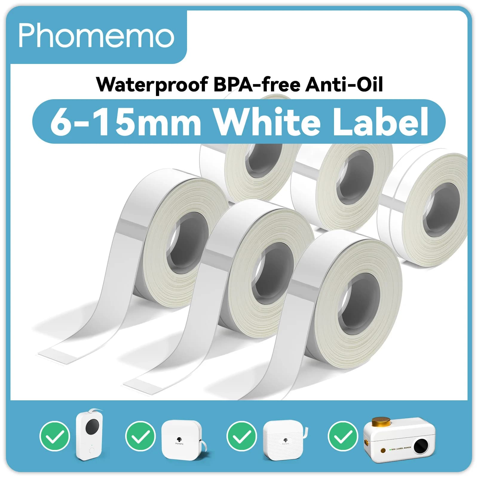 White Label Tape for Phomemo Q30 Printer Paper 3 Rolls Label Sticker Paper Roll for Phomemo Labeller Q30 D30 Label Printer
