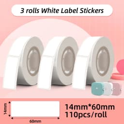 White Label Tape for Phomemo Q30 Printer Paper 3 Rolls Label Sticker Paper Roll for Phomemo Labeller Q30 D30 Label Printer