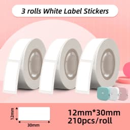 White Label Tape for Phomemo Q30 Printer Paper 3 Rolls Label Sticker Paper Roll for Phomemo Labeller Q30 D30 Label Printer