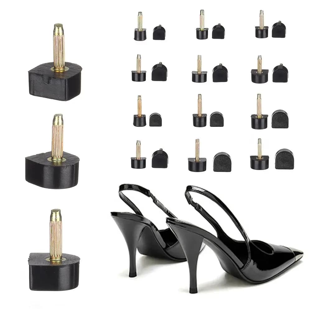 10pcs Black Women Shoes High Heel Repair Tips Pins Heel Stoppers Protect Dowel Lifts Replacement For High Heel Tips Taps