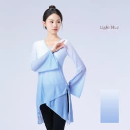 Dance Tops for Women Adults Flare Sleeve Graduated Color Dance Wear Girls Ballet Tops Blue Green Classical Folk Dance Coats