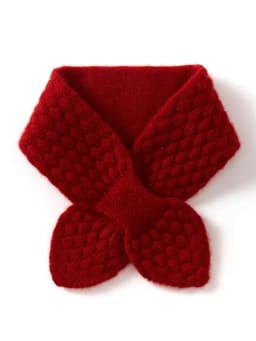 Women 100% Pure Cashmere Knitted Small Bowknot Scarf Neckerchief Moss Stitch Soft Neck Warmer Ring Collar Female Boutique Acc