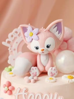 Cute Pink Fox Bow flower Rainbow Cake Toppers Girl's Birthday Dessert Decoration for Children's Day Party Supplies Lovely Gifts
