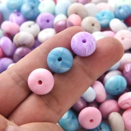 14mm 50Pcs Mini Abacus Silicone Beads Food Grade Saucer Loose Beads for Baby Teether Necklace Pacifier Clip Jewelry Making