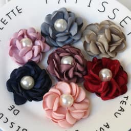 10PCS/Lot 4CM Handmade Pearl Center Fabric Artificial Flowers For Hats Dress Decoration Hair Accessories