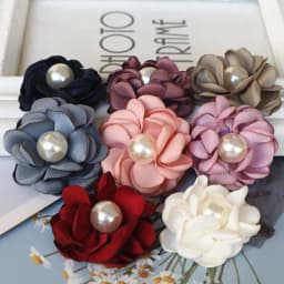 10PCS/Lot 4CM Handmade Pearl Center Fabric Artificial Flowers For Hats Dress Decoration Hair Accessories