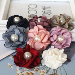 10PCS/Lot 4CM Handmade Pearl Center Fabric Artificial Flowers For Hats Dress Decoration Hair Accessories