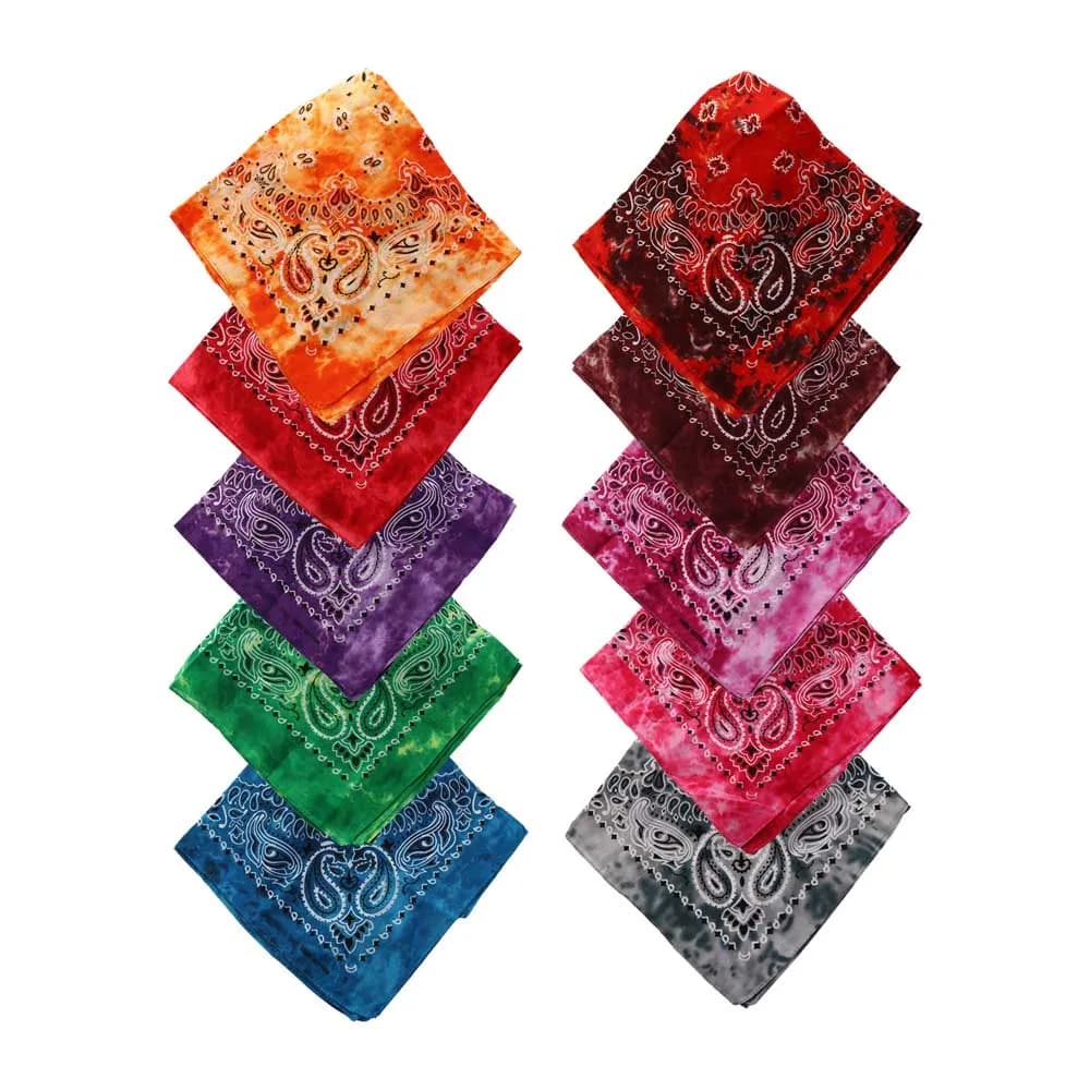 Tie Dye Bandana Cotton Paisley Bandanas Headbands Cowboy Handkerchiefs for Men and Women Colorful Hip-Hop Cycling Outdoor