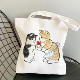Shoulder Bags for Girls Fashion Shopper Bag Kawaii Cats Cute Animal Bags Shopping Bag Canvas Bags Tote Bag Handbags Casual Girl
