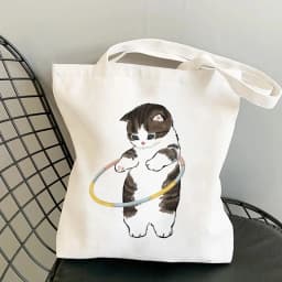 Shoulder Bags for Girls Fashion Shopper Bag Kawaii Cats Cute Animal Bags Shopping Bag Canvas Bags Tote Bag Handbags Casual Girl
