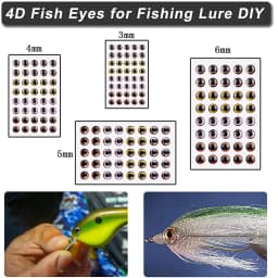 320Pcs Fish eyes for lures 4D 3mm 4mm 5mm 6mm Simulation Fishing eyes Fly Tying Minnow Bait Artificial Crafts DIY Making Tackle