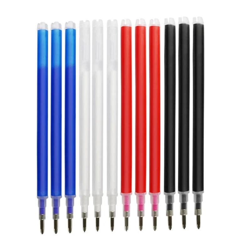 12Pcs BIG Erasable Refill Pens High Temperature Disappearing Fabric Marker Pen for Patchwork Fabric PU Leather Mark Sewing Tool