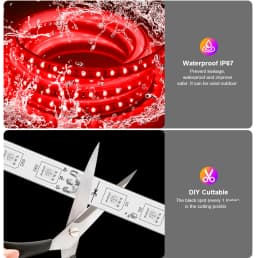 220V EU Led Strip Light RGB 4Pin 5050 Super Bright Flexible Tape IP67 Waterproof 1m-50M 60LEDs/M with 1500W IR Remote Control