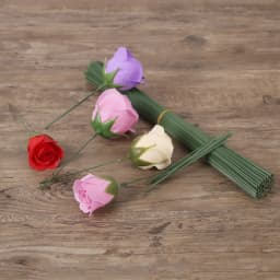 17/25/30/40cm Artificial Flower Stems Rose leaves/base Iron Wire Stem DIY Soap/ Paper Flower Stub Accessory Stems Craft Decor
