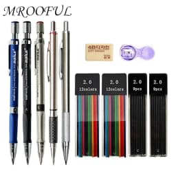 2.0 mm Mechanical Pencils Set 2B Automatic Student Pencils Color/Black Lead Refills Art Sketch School Supplies Kawaii Stationery