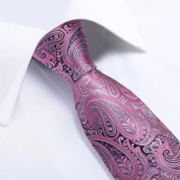 Pink Black Paisley 2023 New Elegant Men's Ties Hanky Cufflinks Silk Neckties For Men Wedding Party Business Fashion Brand Hi-Tie
