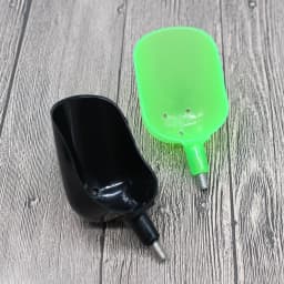 MNFT 2PCS Bait Throwing Spoon for Feeding Particles Fishing Boilie Spoon Fishing Bait Tool Black&Green
