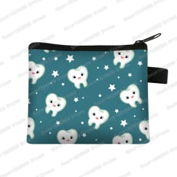 Cartoon Teeth Print Wallet Women Coin Purse Tooth Fairy Small Clutch Bag Candy Money Coin Bags Dental Clinic Mini Purses Gift