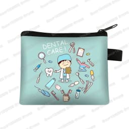 Cartoon Teeth Print Wallet Women Coin Purse Tooth Fairy Small Clutch Bag Candy Money Coin Bags Dental Clinic Mini Purses Gift