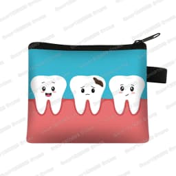 Cartoon Teeth Print Wallet Women Coin Purse Tooth Fairy Small Clutch Bag Candy Money Coin Bags Dental Clinic Mini Purses Gift