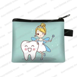 Cartoon Teeth Print Wallet Women Coin Purse Tooth Fairy Small Clutch Bag Candy Money Coin Bags Dental Clinic Mini Purses Gift