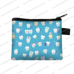 Cartoon Teeth Print Wallet Women Coin Purse Tooth Fairy Small Clutch Bag Candy Money Coin Bags Dental Clinic Mini Purses Gift