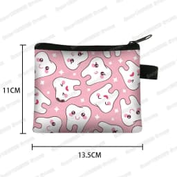 Cartoon Teeth Print Wallet Women Coin Purse Tooth Fairy Small Clutch Bag Candy Money Coin Bags Dental Clinic Mini Purses Gift