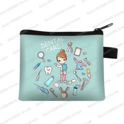 Cartoon Teeth Print Wallet Women Coin Purse Tooth Fairy Small Clutch Bag Candy Money Coin Bags Dental Clinic Mini Purses Gift