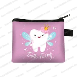 Cartoon Teeth Print Wallet Women Coin Purse Tooth Fairy Small Clutch Bag Candy Money Coin Bags Dental Clinic Mini Purses Gift
