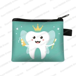 Cartoon Teeth Print Wallet Women Coin Purse Tooth Fairy Small Clutch Bag Candy Money Coin Bags Dental Clinic Mini Purses Gift