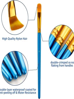 Professional Acrylic Paint Brush Set 10pcs Nylon Hair Brushes for All Purpose Oil Watercolor Painting Artist