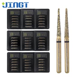 JINGT 5Pcs/Box High Standard Diamond Dental Burs 1.6mm Medium FG Drill Bits for High Speed Handpiece Clinic Dentistry Tools