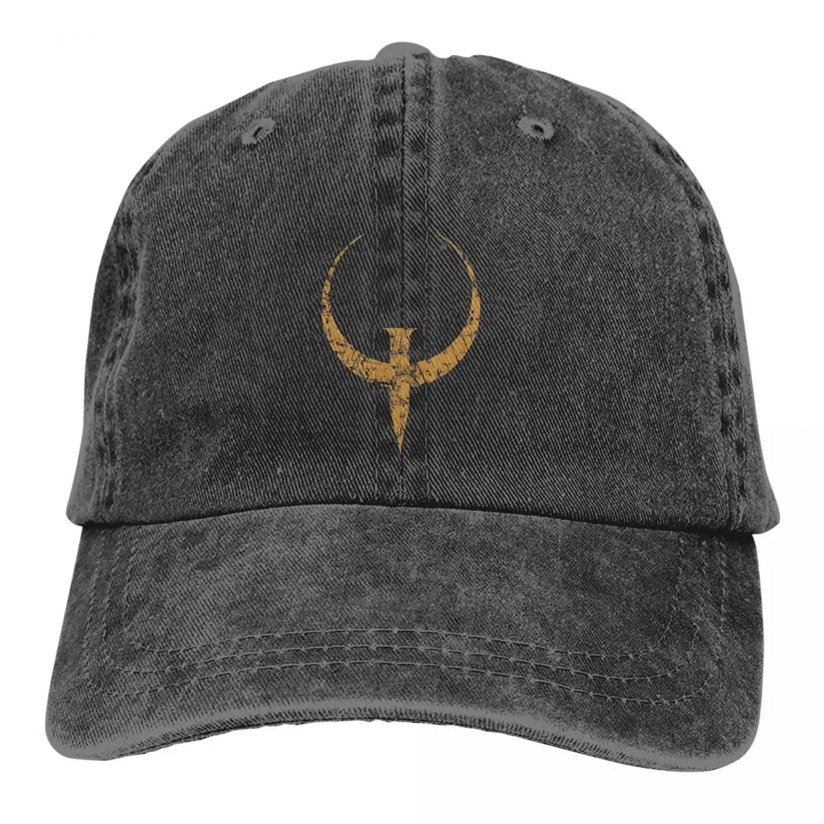 Washed Men's Baseball Cap Quake Bronze Trucker Snapback Caps Dad Hat Meme Golf Hats