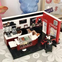 PANLOS Kumamon Bear Creativity Stree View Sakura Flowers House Building Blocks Coffee Shop Country Bricks Toys Gifts For Kids