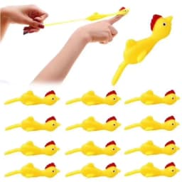 5-50pcs Novelty Catapulted Ejection Chicken Toy Light Rubber Finger Prank Flying Toy Slingshot Chicken Finger Toys Turkey Sticky