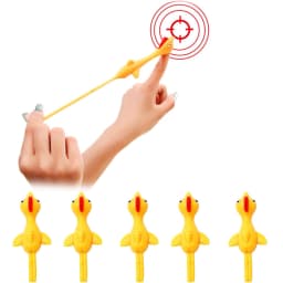 5-50pcs Novelty Catapulted Ejection Chicken Toy Light Rubber Finger Prank Flying Toy Slingshot Chicken Finger Toys Turkey Sticky