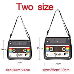 Cassette Tape Recorder Printing Handbag Back To 80s 90s Women Shoulder Bags for Travel Underarm Leisure Adjustable Crossbody Bag