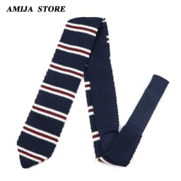 Men's Pointed Knitted Tie Solid Color Striped Warm British Gentleman Neck Gifts For Men Classic Woven Designer Daily Wear Cravat